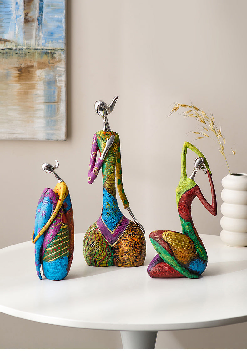 Figure donna astratta colorata ornamentale stile nordico SET